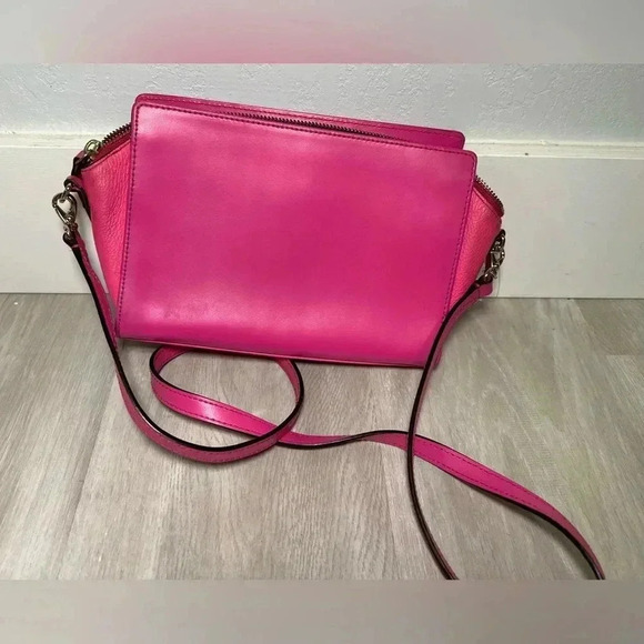 Kate Spade Crossbody Bag Purse Bright Pink Orange Gold Hardware Adjustable Strap - Picture 4 of 6